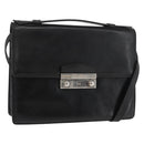 VERSACE Shoulder Bag Leather Black Silver Auth bs34660-1