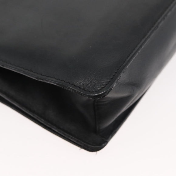 VERSACE Shoulder Bag Leather Black Silver Auth bs34660