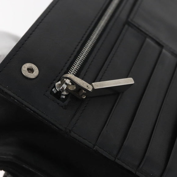 VERSACE Shoulder Bag Leather Black Silver Auth bs34660