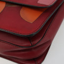 VALENTINO Chain Shoulder Bag Leather Red Gold Auth bs34661A-9