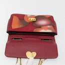 VALENTINO Chain Shoulder Bag Leather Red Gold Auth bs34661A-10