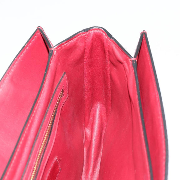 VALENTINO Chain Shoulder Bag Leather Red Gold Auth bs34661A