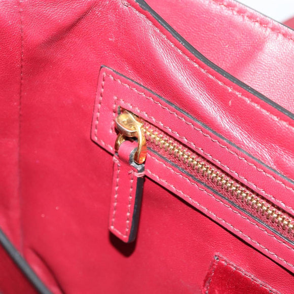 VALENTINO Chain Shoulder Bag Leather Red Gold Auth bs34661A