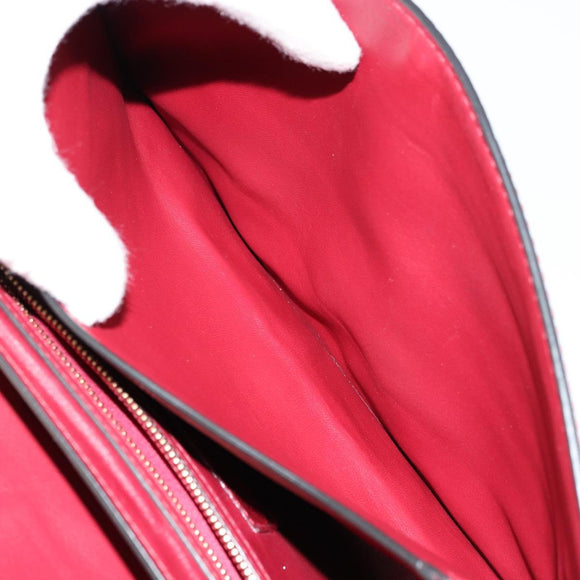 VALENTINO Chain Shoulder Bag Leather Red Gold Auth bs34661A