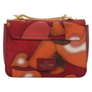 VALENTINO Chain Shoulder Bag Leather Red Gold Auth bs34661A-2