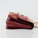 VALENTINO Chain Shoulder Bag Leather Red Gold Auth bs34661A-3