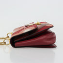 VALENTINO Chain Shoulder Bag Leather Red Gold Auth bs34661A-4