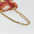 VALENTINO Chain Shoulder Bag Leather Red Gold Auth bs34661A-7
