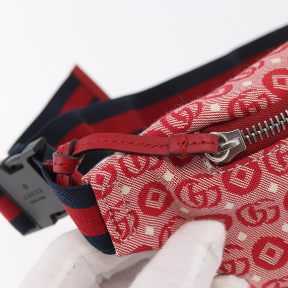 GUCCI Kinder-Gürteltasche Sherry Line Canvas Marine Rot 502095 Auth bs34662