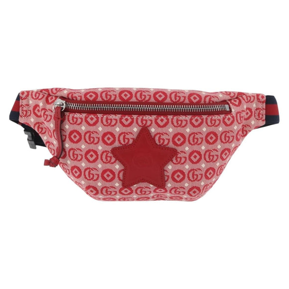 GUCCI Kinder-Gürteltasche Sherry Line Canvas Marine Rot 502095 Auth bs34662