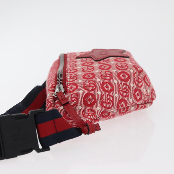 GUCCI Kinder-Gürteltasche Sherry Line Canvas Marine Rot 502095 Auth bs34662