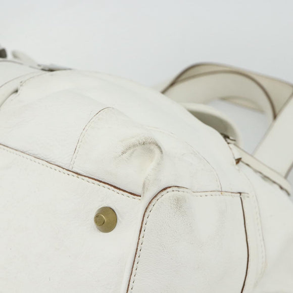 Chloe Hand Bag Leather White Silver Auth bs34668