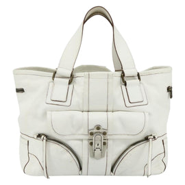 Chloe Hand Bag Leather White Silver Auth bs34668 - 0