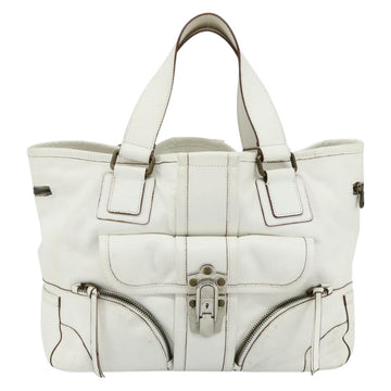 Chloe Hand Bag Leather White Silver Auth bs34668 - 0