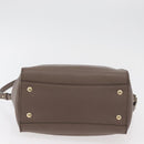Salvatore Ferragamo Gancini Hand Bag Leather 2way Brown Gold Auth bs34669-5