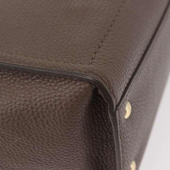 Salvatore Ferragamo Gancini Hand Bag Leather 2way Brown Gold Auth bs34669