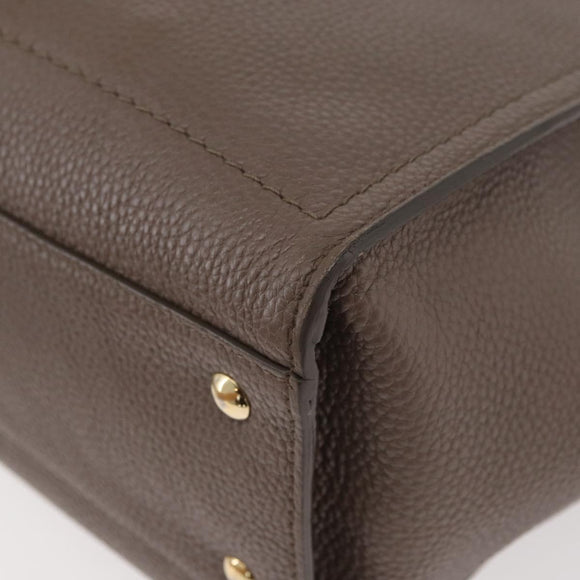 Salvatore Ferragamo Gancini Hand Bag Leather 2way Brown Gold Auth bs34669