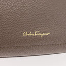 Salvatore Ferragamo Gancini Hand Bag Leather 2way Brown Gold Auth bs34669-19