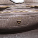 Salvatore Ferragamo Gancini Hand Bag Leather 2way Brown Gold Auth bs34669-20
