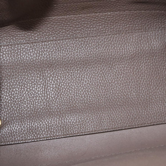 Salvatore Ferragamo Gancini Hand Bag Leather 2way Brown Gold Auth bs34669