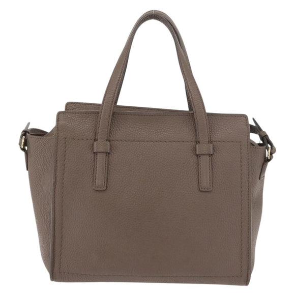 Salvatore Ferragamo Gancini Hand Bag Leather 2way Brown Gold Auth bs34669