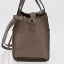 Salvatore Ferragamo Gancini Hand Bag Leather 2way Brown Gold Auth bs34669-3