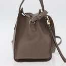 Salvatore Ferragamo Gancini Hand Bag Leather 2way Brown Gold Auth bs34669-4