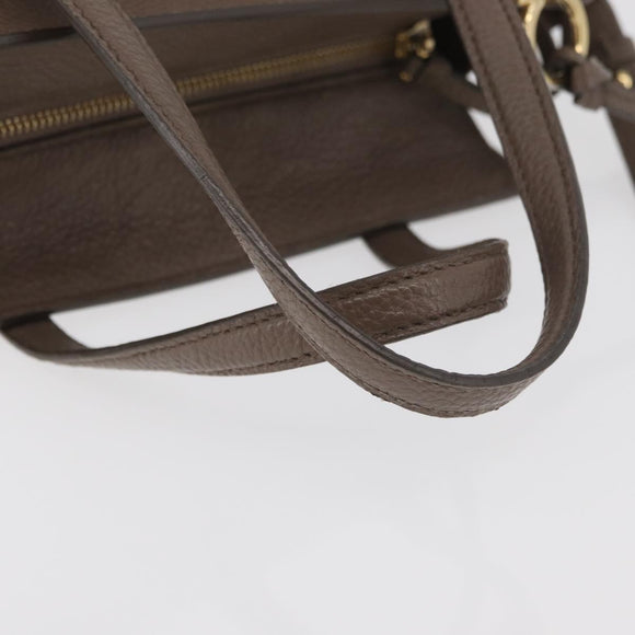 Salvatore Ferragamo Gancini Hand Bag Leather 2way Brown Gold Auth bs34669