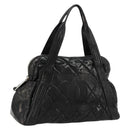 CHANEL Matelasse Hand Bag Patent leather Black Silver CC Auth bs34670-1