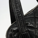 CHANEL Matelasse Hand Bag Patent leather Black Silver CC Auth bs34670-15
