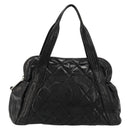 CHANEL Matelasse Hand Bag Patent leather Black Silver CC Auth bs34670-2