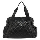 CHANEL Matelasse Hand Bag Patent leather Black Silver CC Auth bs34670-3