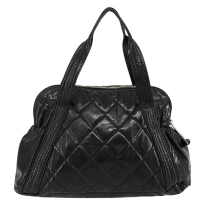 CHANEL Matelasse Hand Bag Patent leather Black Silver CC Auth bs34670 - 0