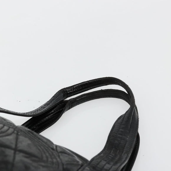 CHANEL Matelasse Hand Bag Patent leather Black Silver CC Auth bs34670
