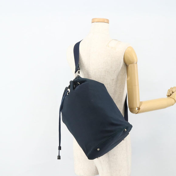 PRADA Purse Shoulder Bag Nylon Navy Silver Auth bs34671