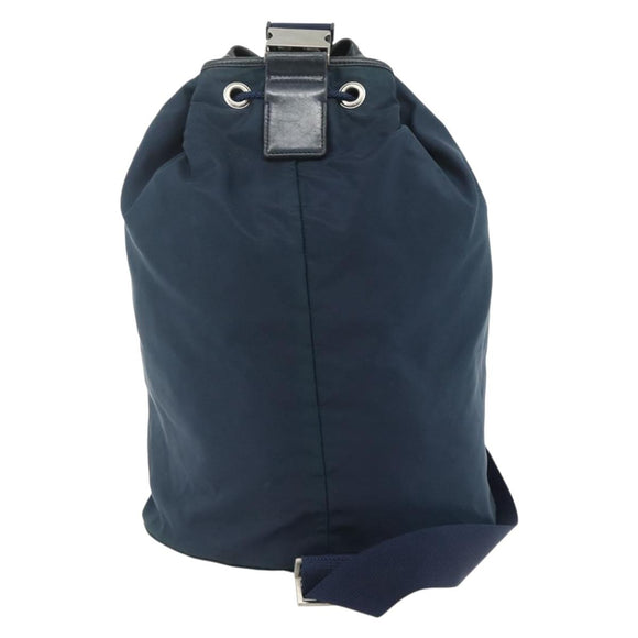 PRADA Purse Shoulder Bag Nylon Navy Silver Auth bs34671