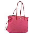 PRADA Tote Bag Nylon Pink Gold Auth bs34672-1