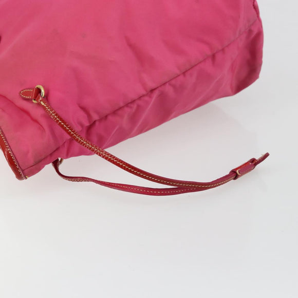 PRADA Tote Bag Nylon Pink Gold Auth bs34672