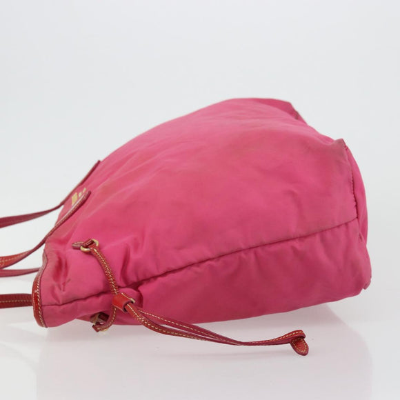 PRADA Tote Bag Nylon Pink Gold Auth bs34672