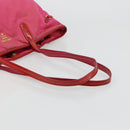 PRADA Tote Bag Nylon Pink Gold Auth bs34672-7