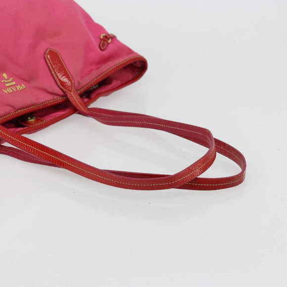 PRADA Tote Bag Nylon Pink Gold Auth bs34672