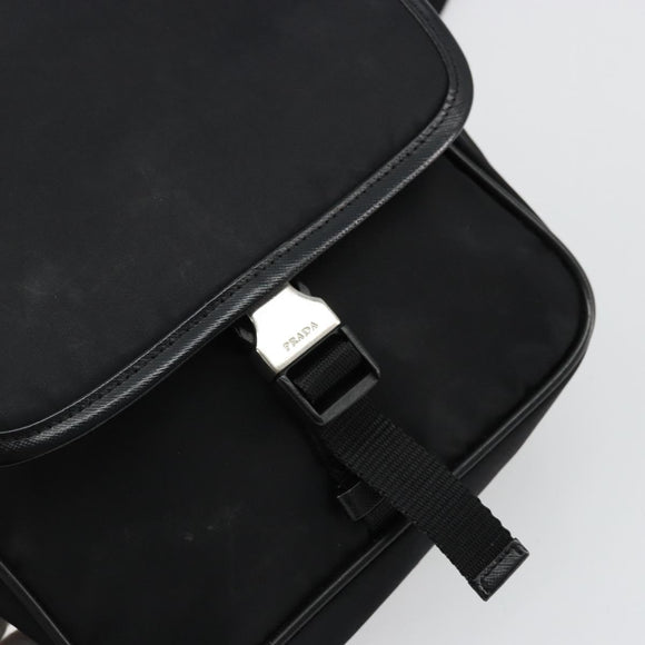 PRADA Shoulder Bag Nylon Black Silver Auth bs34673