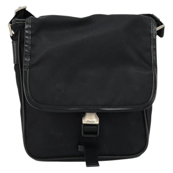 PRADA Shoulder Bag Nylon Black Silver Auth bs34673