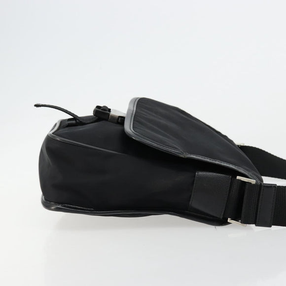 PRADA Shoulder Bag Nylon Black Silver Auth bs34673