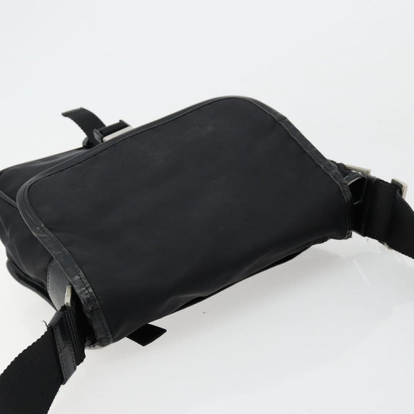 PRADA Shoulder Bag Nylon Black Silver Auth bs34673