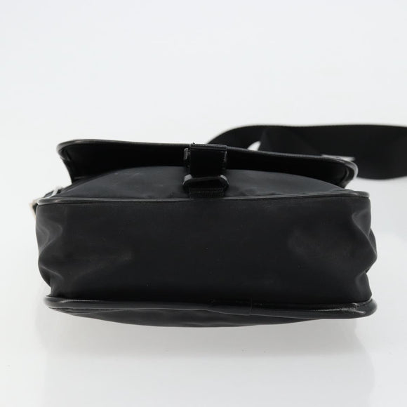 PRADA Shoulder Bag Nylon Black Silver Auth bs34673