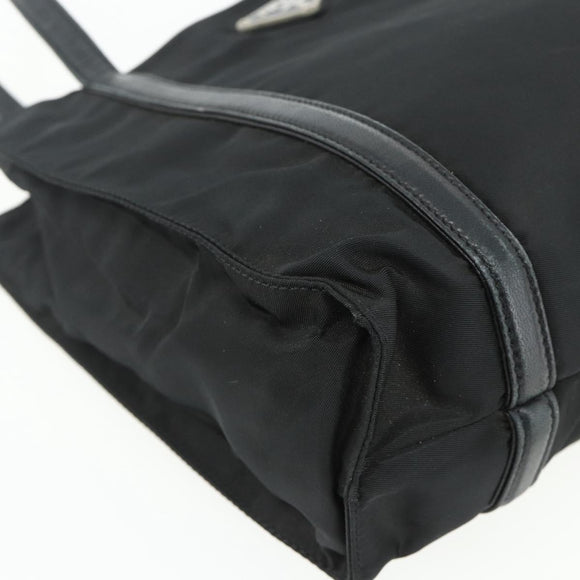PRADA Draagtas Nylon Zwart Zilver Auth bs34674