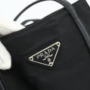 PRADA Draagtas Nylon Zwart Zilver Auth bs34674-10