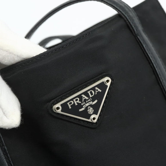PRADA Draagtas Nylon Zwart Zilver Auth bs34674