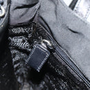 PRADA Draagtas Nylon Zwart Zilver Auth bs34674-20